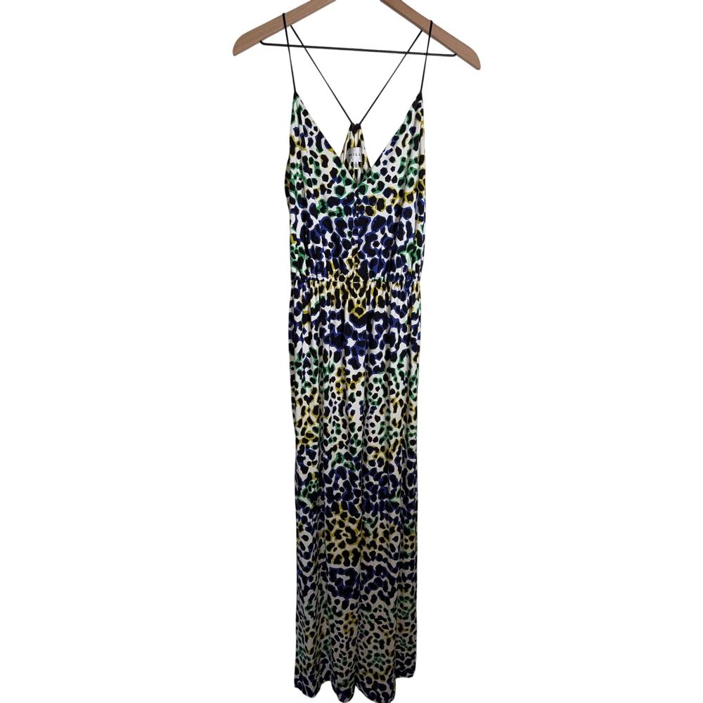 MILLY Neon Leopard Print strappy full length Maxi Dress S
